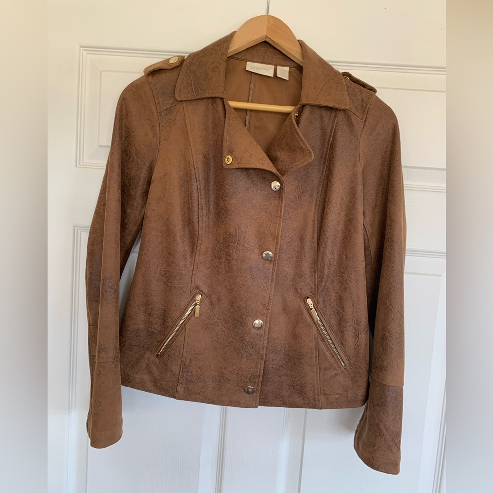 Chico’s faux suede bomber jacket size 00 like new